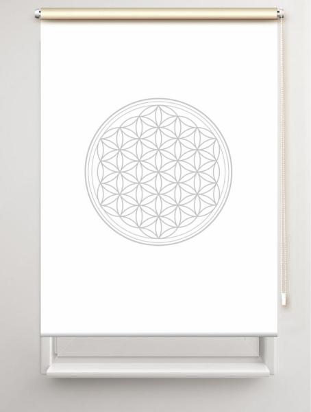 Rollo Blume des Lebens lichtgrau blanco - Sichtschutz Extartiqe